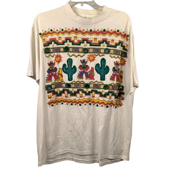 K.W.B.L Los Angeles VTG Puff Paint Glitter Mirror T-shirt Sz One Size - Picture 1 of 4